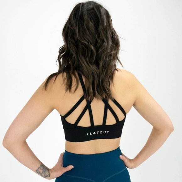 Flatout Apparel Black Strappy Longline Sports Bra - Picture 1 of 4